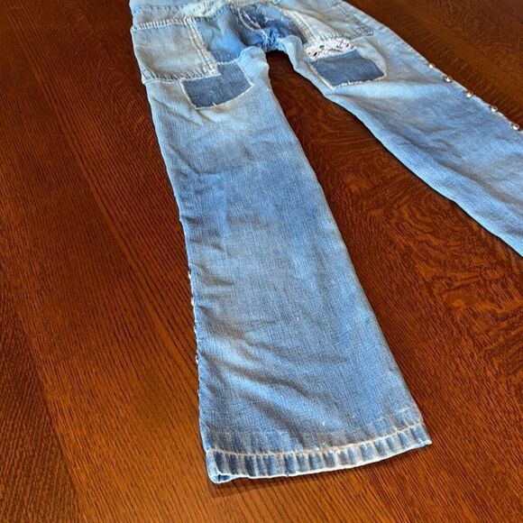 Vintage 1960’s Rare Original Repairs Patchwork Flair Jeans Women’s Misses Petite - Picture 14 of 16